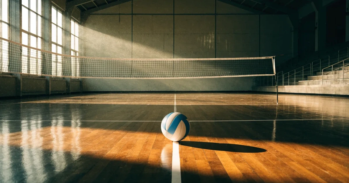 Uma bola de futebol no ponto central de um relvado, à luz da manhã