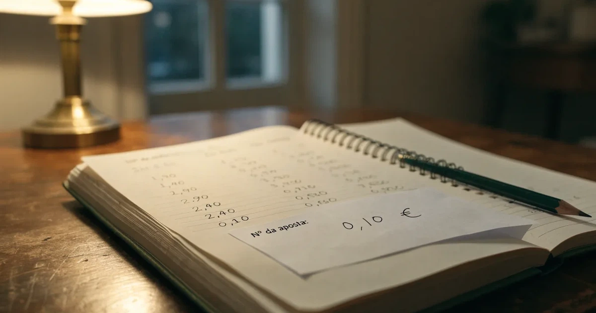 Um caderno aberto com cotas escritas à mão, uma calculadora e um lápis sobre uma mesa de madeira