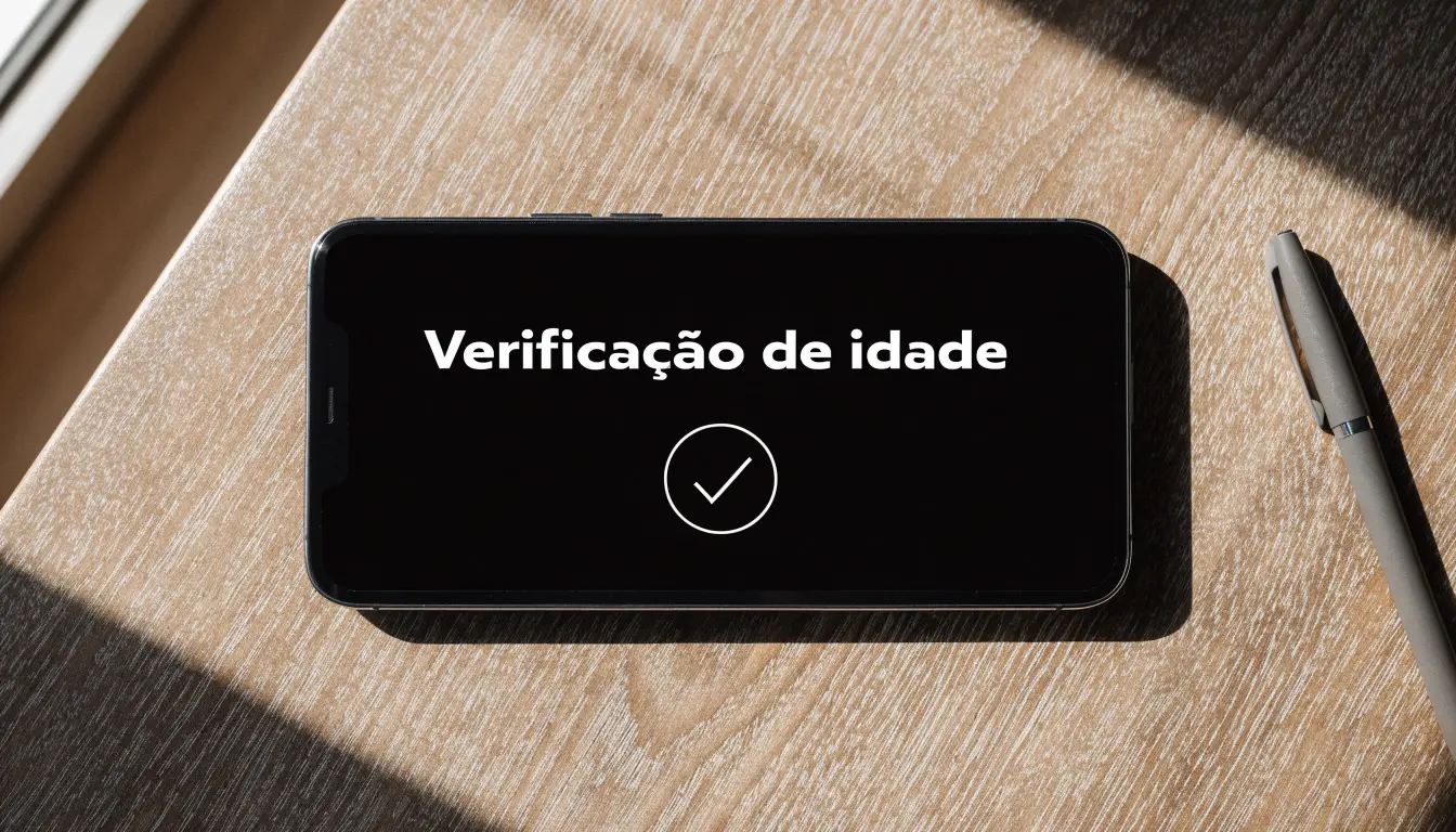 Uma folha de licença em papel com um selo vermelho, pousada numa secretária de madeira ao lado de uma caneta
